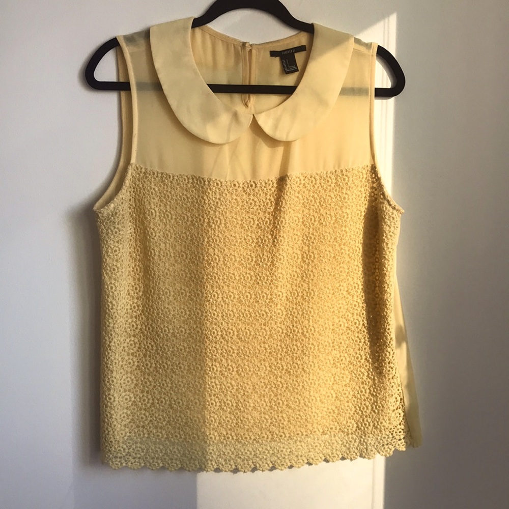Yellow collared lace blouse